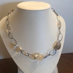 Adjustable bead and pewter silver necklace